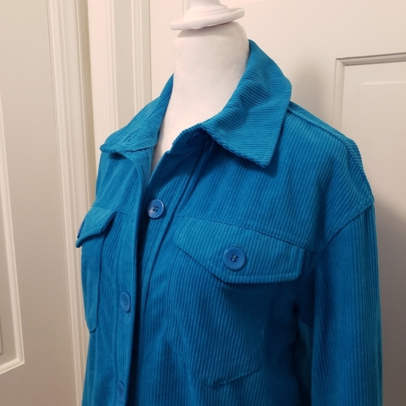 EC Avec Les Filles Bright Blue Wide Rail Corduroy Jacket Size Small, Casual - Picture 8 of 10
